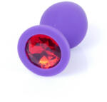B - Series HeavyFun Anál plug Szilikon ékszeres Bulbusos, anatómiai 8 cm piros gyémánt