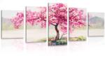 Dovido Tablou 5-piese cireș oriental în design roz - 100x50