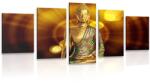 Dovido Tablou 5-piese statuie Buddha cu fundal abstract - 100x50