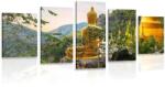 Dovido Tablou 5-piese vedere la Buddha de aur - 150x75