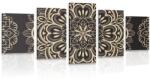 Dovido Tablou 5-piese Mandala pe un fundal negru - 150x75