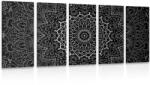 Dovido Tablou 5-piese Mandala vintage în stil indian în design alb-negru - 100x50