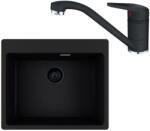Franke Maris MRG 610-54 VN Set chiuveta bucatarie granit 50x59 cm cu baterie monocomanda Novara Plus, negru (114.0661.637) Chiuveta
