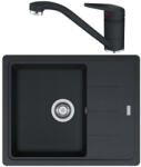 Franke Basis BFG 611-62 Set chiuveta bucatarie granit 62x50 cm si baterie monocomanda Novara Plus, negru (114.0660.907) Chiuveta