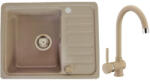 Casa Blanca CasaBlanca Mini Set chiuveta bucatarie granit 57x46 cm si baterie SAND4H , bej (sand) (MINI SAND/SAND4H) Chiuveta