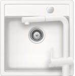 SCHOCK Mono N-100S Set chiuveta bucatarie granit Cristadur 49x51 cm si baterie Epos Polaris, alb (polaris) (SETMN100SEEXPOLA) Chiuveta