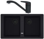 Franke Basis BFG 620 VN Set chiuveta bucatarie granit 86x50 cm cu baterie monocomanda Novara Plus, negru (114.0661.601) Chiuveta