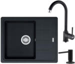 Franke Basis BFG 611-62 Set chiuveta bucatarie granit 62x50 cm cu baterie monocomanda Pola si dispenser sapun, negru (114.0660.700) Chiuveta