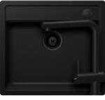SCHOCK Mono N-100 Set chiuveta bucatarie granit Cristadur 57x51 cm si baterie Epos Puro, negru (puro) (SETMN100EEXPURO) Chiuveta