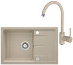 Deante Leda Set chiuveta bucatarie granit 67x44 cm cu baterie monocomanda Nemezja, bej (sand) (ZRDA7113) Chiuveta
