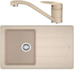 Franke Basis BFG 611-78 Set chiuveta bucatarie granit 78x50 cm cu baterie monocomanda Novara Plus, bej (avena) (114.0491.655) Chiuveta