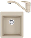 Franke Maris MRG 610-39 Set chiuveta bucatarie granit 44x50 cm cu baterie monocomanda Novara Plus, bej (avena) (114.0662.651) Chiuveta