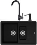 Franke Basis BFG 651-78 Set chiuveta bucatarie granit 78x50 cm cu baterie monocomanda Pola si dispenser sapun, negru (114.0660.691) Chiuveta