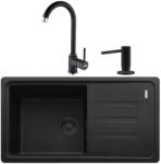 Franke Malta BSG 611-78 S VN Set chiuveta bucatarie granit 78x44 cm cu baterie monocomanda Pola si dispenser sapun, negru (114.0662.894) Chiuveta