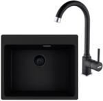Franke Maris MRG 610-54 VN Set chiuveta bucatarie granit 50x59 cm cu baterie monocomanda Pola, negru (114.0661.641) Chiuveta