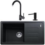 Franke Malta BSG 611-78 S Set chiuveta bucatarie granit 78x44 cm cu baterie monocomanda Pola si dispenser sapun, negru (114.0660.702) Chiuveta