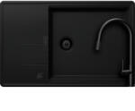 SCHOCK Tia D-100LS Set chiuveta bucatarie granit Cristadur 78x50 cm si baterie Talia Black, negru (puro) (SETTD100LSPUTENEG) Chiuveta