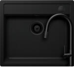 SCHOCK Mono N-100 Set chiuveta bucatarie granit Cristadur 57x51 cm si baterie Talia Black, negru (puro) (SETMN100PUTENEG) Chiuveta