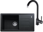 Franke Malta BSG 611-78 S Set chiuveta bucatarie granit 78x44 cm cu baterie monocomanda Pola, negru (114.0660.671) Chiuveta