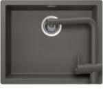 SCHOCK Kaia N-100L Set chiuveta bucatarie granit Cristadur 55x45 cm si baterie Epos Silverstone, gri (silverstone) (SETKN100LEEXSILV) Chiuveta