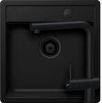 SCHOCK Mono N-100S Set chiuveta bucatarie granit Cristadur 49x51 cm si baterie Epos Puro, negru (puro) (SETMN100SEEXPURO) Chiuveta