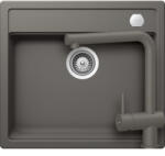 SCHOCK Mono N-100 Set chiuveta bucatarie granit Cristadur 57x51 cm si baterie Epos Silverstone, gri (silverstone) (SETMN100EEXSILV) Chiuveta