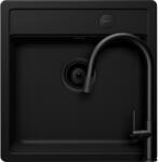 SCHOCK Mono N-100S Set chiuveta bucatarie granit Cristadur 49x51 cm si baterie Talia Black, negru (puro) (SETMN100SPUTENEG) Chiuveta