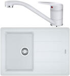 Franke Basis BFG 611-78 Set chiuveta bucatarie granit 78x50 cm cu baterie monocomanda Novara Plus, alb (114.0531.805) Chiuveta