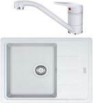Franke Basis BFG 611-62 Set chiuveta bucatarie granit 62x50 cm cu baterie monocomanda Novara Plus, alb (114.0531.759) Chiuveta