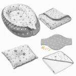 Kidizi Set bebe nou-nascut 5 piese Kidizi - Baby Nest Cocoon 90x50 cm, prosop cu gluga 90x90 cm, paturica din muselina, perna impotriva plagiocefaliei si centura anticolici (5949551921813)