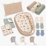 Kidizi Set bebe nou-nascut 6 piese cu Baby Nest din muselina 90x50 cm, 3 paturici din muselina, 2 aleze reutilizabile impermeabile, organizator patut, 3 caciulite si 3 perechi manusi anti-zgarieturi Kidizi -