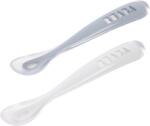 Beaba Silicone Spoon Set linguriță cu sac Pebble / Cloud Blue 2 buc Set pentru masa bebelusi