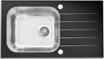 Alveus Altone - Mosogató 780x435 mm, lefolyásszabályozóval, fekete üveg/acél 1114558 (1114558)