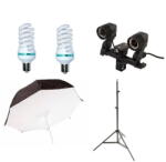 iShoot Kit lumina continua cu 2 becuri si umbrela tip softbox reflexie spate 102cm (5827kit)