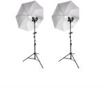 iShoot Kit lumina continua foto-video cu 2x stativ 190cm+2x umbrela difuzie 84cm+2x suport stativ dublu si bec 85W (kit190-85-1)