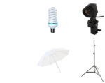 iShoot Kit Lumina Continua Studio Foto - Bec 85W 5500K, stativ 220 cm, Umbrela Difuzie 84 cm si Suport E27 (5832kit)