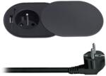 Solight Süllyesztett aljzat, tolófedeles, 1 aljzat + USB A+C, 20 W PD, 2 m, matt fekete (SL1658)