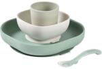 Beaba 4-Piece Silicone Dinner Set etetőszett Sage Green / Misty Green 4 db
