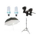 iShoot Kit lumina continua cu 2 becuri si umbrela tip softbox reflexie spate 84cm (combo14)