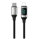 USAMS u78 adatkábel, type-c - lightning, 20w, pd gyorstöltő, 120cm, cipőfűző, led kijelző, fehér (SJ545USB02)