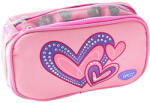 DACO Penar etui tip borseta DACO PE719RZ, 2 fermoare, 23 x 6.5 x 12.5 cm, motiv Inimioare, Roz (PE719RZ) Penar