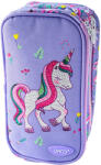 DACO Penar etui tip borseta DACO PE719M, 2 fermoare, 23 x 6.5 x 12.5 cm, motiv Unicorn, Mov (PE719M) Penar
