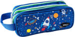 DACO Penar etui tip borseta DACO PE715B, 3 fermoare, 21.5 x 9.5 x 9 cm, motiv Space (PE715B) Penar