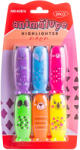 Daco Set 6 mini x Marker evidentiator DACO MK408/6, 6 culori neon, varf tesit 1-5 mm, design Animalute (MK408/6)