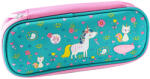 DACO Penar etui tip borseta DACO PE714T, 1 fermoar, 20 x 9.5 x 4 cm, motiv Unicorn, Turcoaz si Roz (PE714T) Penar