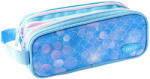 DACO Penar etui tip borseta DACO PE715A, 3 fermoare, 21.5 x 9.5 x 9 cm, motiv Solzi de Sirena, Albastru (PE715A) Penar