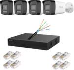 HiLook Kit supraveghere IP Hikvision HiLook 4 camere 6MP, 2.8mm, PoE, Iluminare duala 30m, Alarma, Microfon si difuzor, NVR PoE 4 canale, 4 porturi, Cablu CAT6 FTP, Mufa RJ45 CAT6 (58925-)