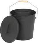 Strend Pro Găleată pentru cenușă, Strend Pro, negru, 21 l, oțel vopsit în câmp electrostatic, cu capac, diametru: 32, 5 cm, înălțime: 33 cm, pentru șemineu, sobă și grătar