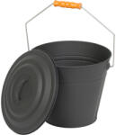 Strend Pro Găleată pentru cenușă, Strend Pro, negru, 12 l, oțel vopsit în câmp electrostatic, cu capac, diametru: 30 cm, înălțime: 25 cm, pentru șemineu, sobă și grătar