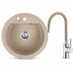 FERRO+EVER Set Chiuveta bucatarie Ferro Mezzo II 1 Cuva Rotunda 51 cm si Baterie Ermetiq ER-HR108Y